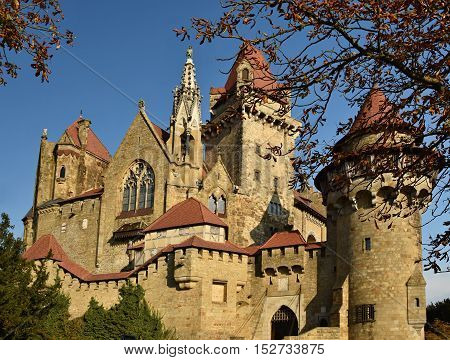 Beautiful Medieval Kreuzenstein Castle In Leobendorf Village. Near Vienna, Austria - Europe. Autumn