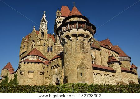 Beautiful Medieval Kreuzenstein Castle In Leobendorf Village. Near Vienna, Austria - Europe. Autumn