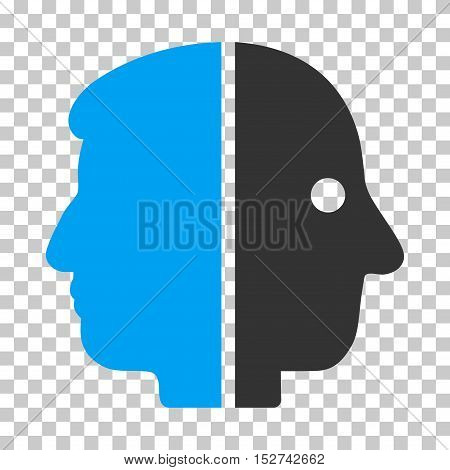 Blue And Gray Dual Face interface pictogram. Vector pictogram style is a flat bicolor symbol on chess transparent background.