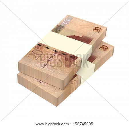 Libyan dinar bills isolated on white background. 3D illustration.