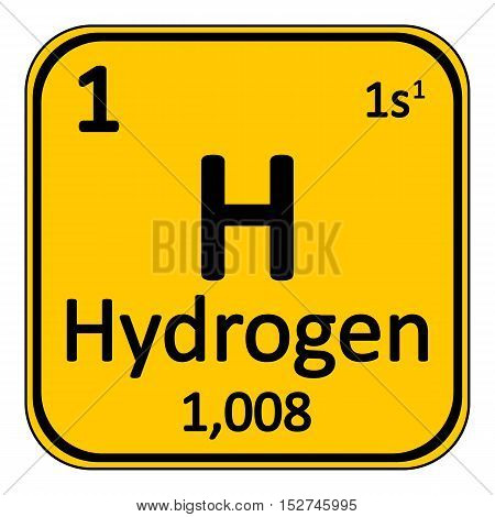 Periodic table element hydrogen icon on white background. Vector illustration.
