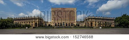 Independence square in Sukhum and abandoned House of Abkhazia government