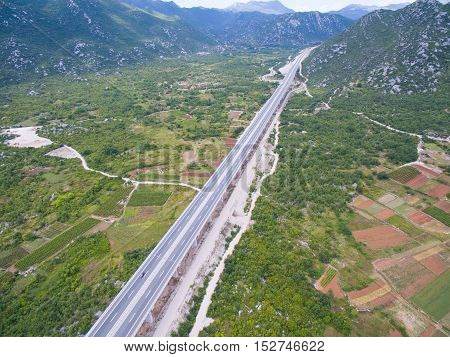 Aerial view of the viaduct on the autobahn in Croatia