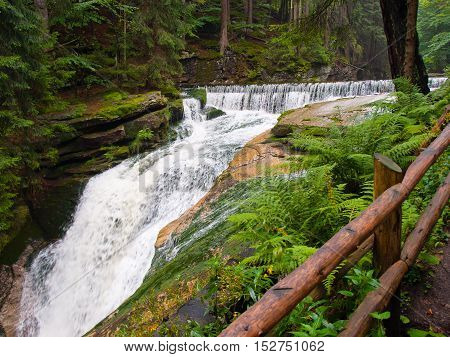 Szklarka waterfall - the second highest waterfall in the Polish Giant Mountains, Europe