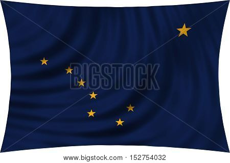 Flag of the US state of Alaska. American patriotic element. USA banner. United States of America symbol. Alaskan official flag waving isolated on white 3d illustration