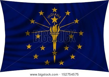 Flag of the US state of Indiana. American patriotic element. USA banner. United States of America symbol. Indianian official flag waving isolated on white 3d illustration