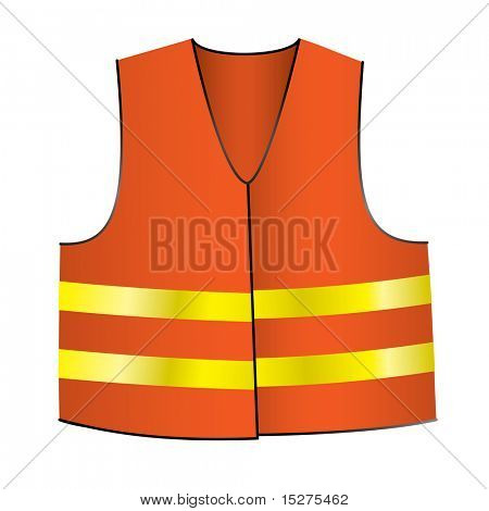 เสื้อนิรภัยคู่มือสีส้ม มีลายสีเหลืองเงา