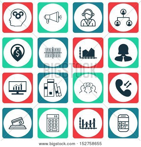 Set Of 16 Universal Editable Icons For Statistics, Human Resources And Seo Topics. Includes Icons Su