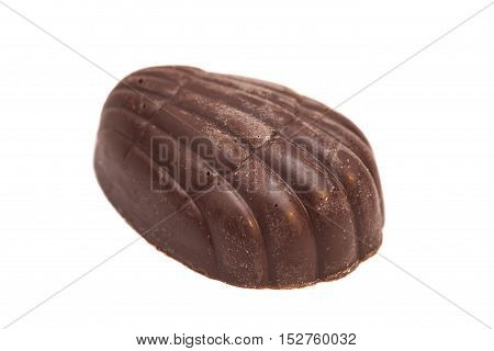 Delicious dark chocolate isolated on white nackground