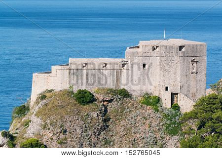 Fort Lovrijenac is a fortress outside the western wall of the city of Dubrovnik in Croatia