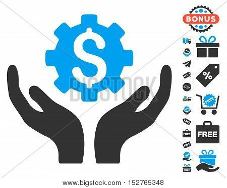 Maintenance Price pictograph with free bonus pictograph collection. Vector illustration style is flat iconic symbols, blue and gray colors, white background.