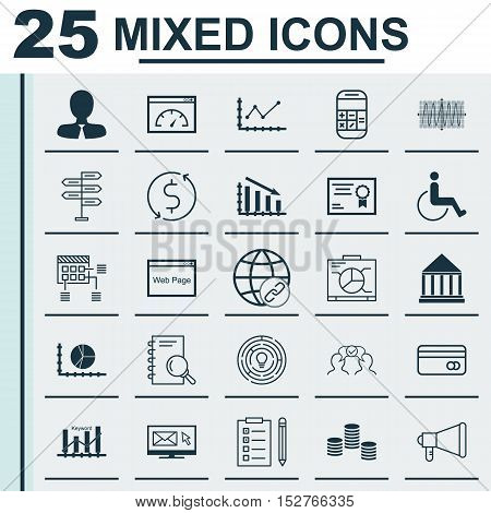 Set Of 25 Universal Editable Icons For Seo, Marketing And Traveling Topics. Includes Icons Such As C