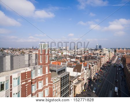 Aerial view at Amsterdam city, near exchange house