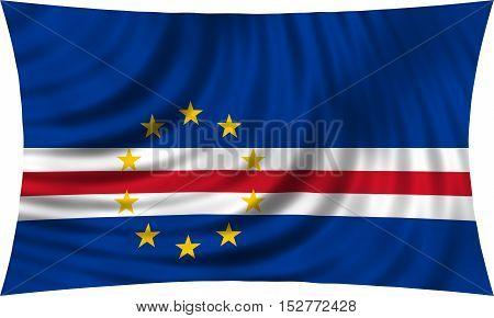 Cape Verdean national official flag. African patriotic symbol banner element background. Correct colors. Flag of Cape Verde waving isolated on white 3d illustration
