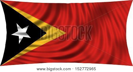 East Timorese national official flag. Patriotic symbol banner element background. Correct colors. Flag of East Timor waving isolated on white 3d illustration