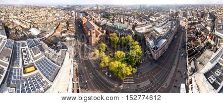 Aerial view at Amsterdam city, near exchange house