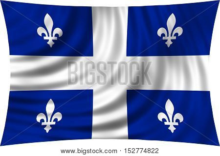 Canadian provincial flag QC patriotic element and official symbol. Canada Quebec banner and background. Correct colors. Flag of the Canadian province of Quebec wavy isolated on white 3d illustration