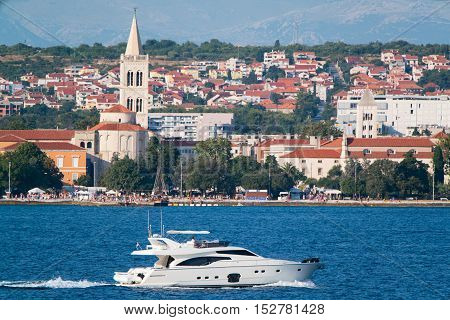 view from the sea to the old city of Zadar, Croatia.