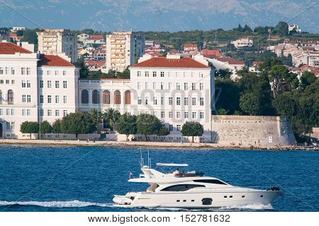 view from the sea to the old city of Zadar, Croatia.