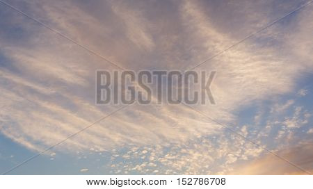 Cumulus clouds against a blue sky. Mostly Cloudy. Synoptics.