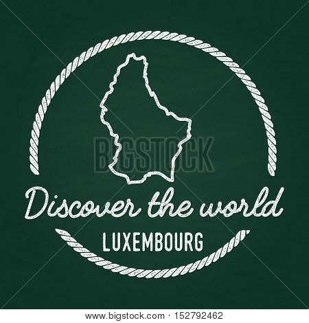 White Chalk Texture Hipster Insignia With Grand Duchy Of Luxembourg Map On A Green Blackboard. Grung