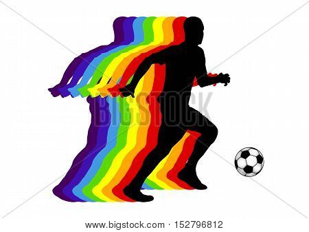 colored man silhouette playin football, vector illustration