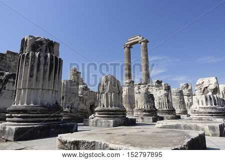 View of Temple of Apollo in antique city of Didyma / Turkey