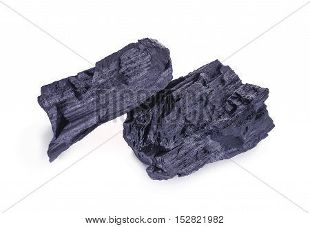 nature wood charcoal isolated on white background