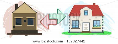 Flat real estate exchange on white background. Vector illustration