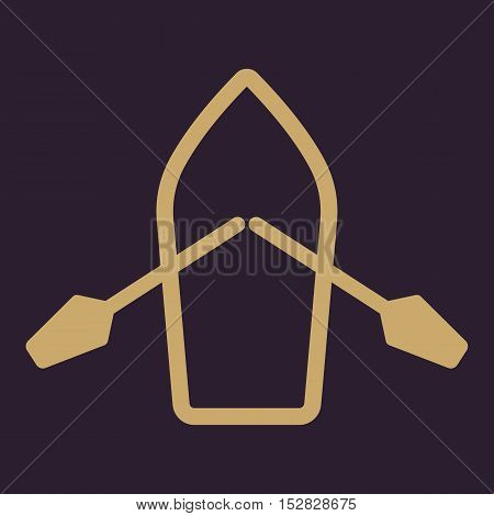 The boat and oars icon. Skiff And Paddle symbol. Flat Vector illustration