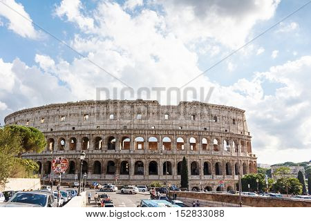 Ruins of the colosseum in Rome, Italy