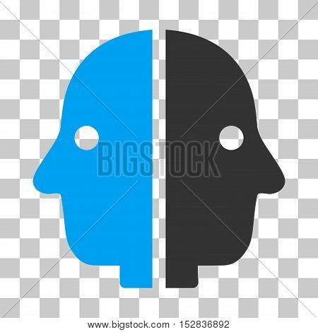 Blue And Gray Dual Face interface toolbar pictogram. Vector pictograph style is a flat bicolor symbol on chess transparent background.