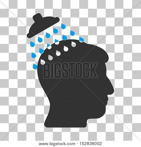 Blue And Gray Head Shower interface toolbar pictogram. Vector pictogram style is a flat bicolor symbol on chess transparent background.