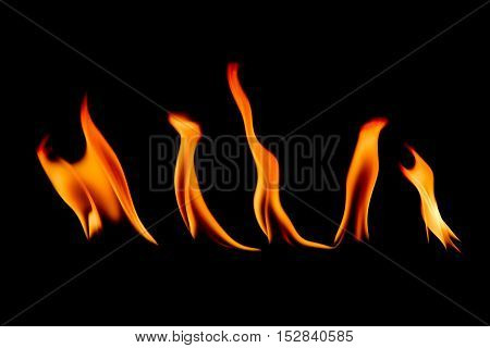 Fire abstract and flames shapes isolated on a black