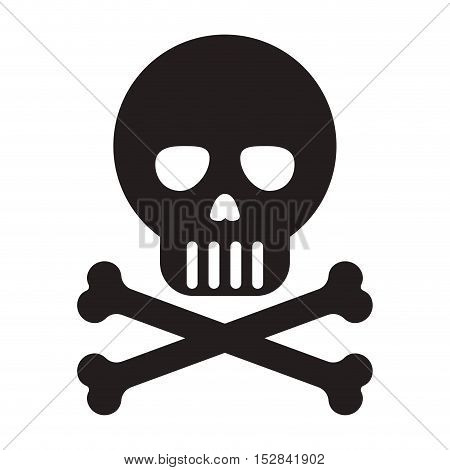 skull with bones crossed icon. danger and precaution symbol. vector illustration