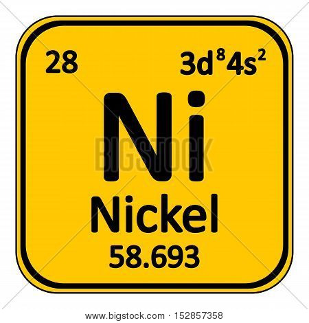 Periodic table element nickel icon on white background. Vector illustration.