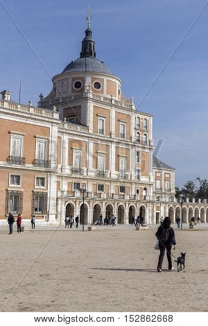 Aranjuez Spain - October 16 2016: Royal Palace of Aranjuez located in the Royal Site and town of Aranjuez world heritage site unesco Madrid province Spain