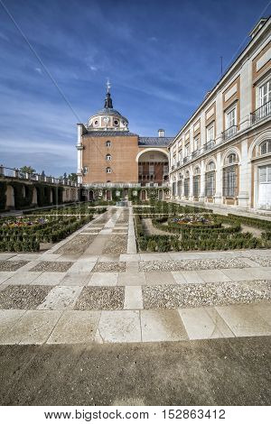 Aranjuez Spain - October 16 2016: Royal Palace of Aranjuez located in the Royal Site and town of Aranjuez world heritage site unesco Madrid province Spain