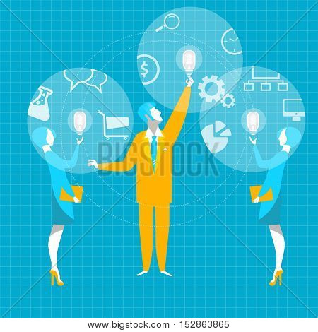 merge collaboration idea gear bulb business head handshake