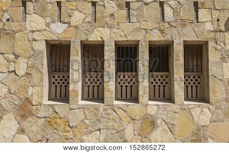 decorative windows of an Omani house in Wakan village