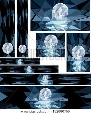 Set of various dimension low polly wallpapers for web and mobile applications