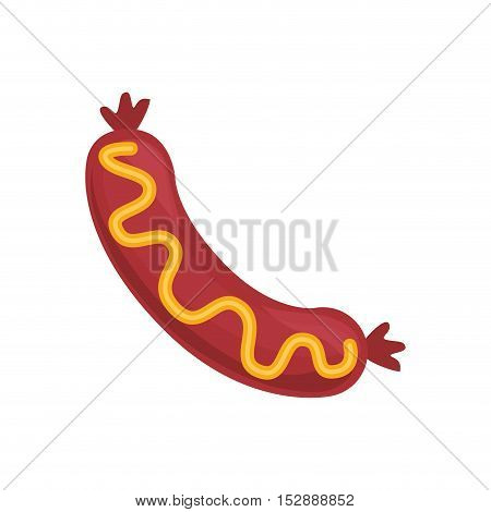 silhouette color sausace with mustard vector illustration