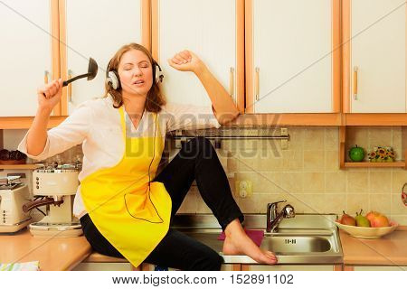 Singing Housewife At Home