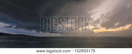 Heavy Storm With Dark Clouds Abow Sea