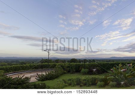 morning in country hill and park and sky with cloud - can use to display or montage on product
