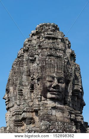 Smiling, gargantuan face at Angkor thomSiem ReapCambodia.