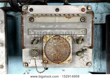Old Radio On Warship At Museam