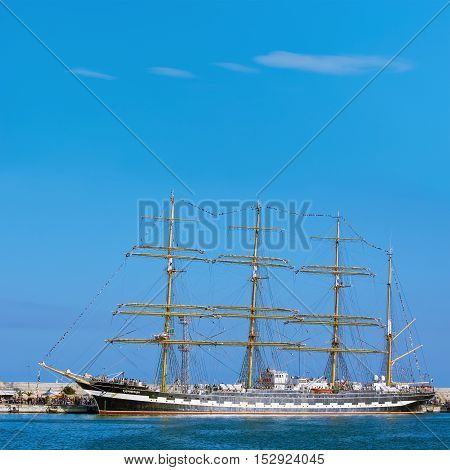 VARNA BULGARIA - OKToBER 02 2016: Four-Masted Barque Kruzenshtern at SCF Black Sea Tall Ships Regatta in the Port of Varna