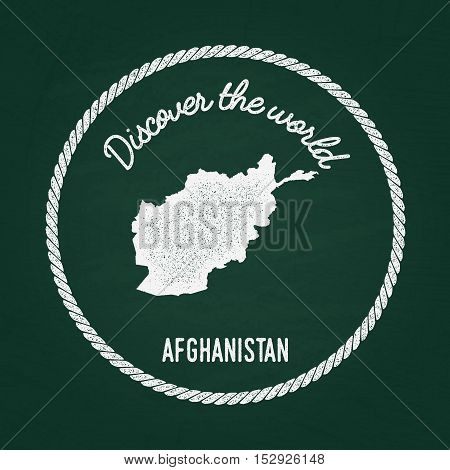 White Chalk Texture Vintage Insignia With Islamic State Of Afghanistan Map On A Green Blackboard. Gr