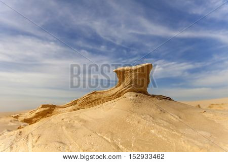 Sand stone in the desert with shallow depth of field